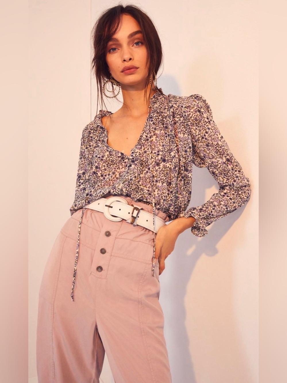 Free People Lela Blouse Floral Boho Hippie